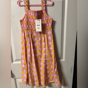 Zara Pink and Yellow Patterned Kids Dress